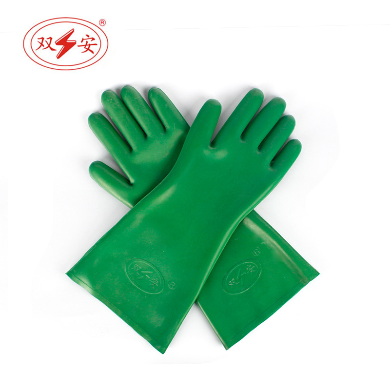 双安耐酸碱手套  绿色耐腐蚀手套 防强酸强碱手套40cm