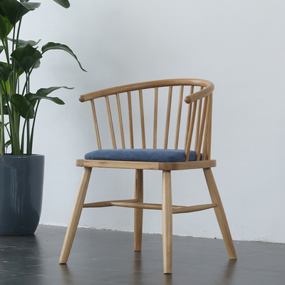 北歐橡木日式餐廳實木椅子圍椅溫莎圈椅簡約靠背實木餐椅書房椅子