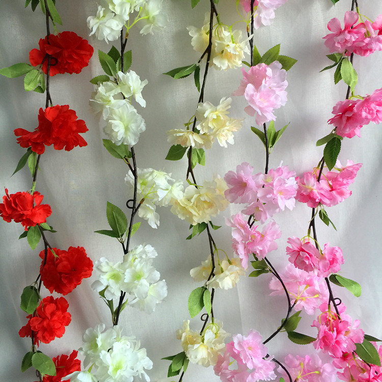 Simulation Cherry Blossom Rattan Creative Window Decoration Hanging Decorative Flower Wedding Cherry Blossom Rattan Arch Decoration
