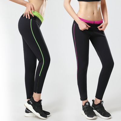 Violence sweat Ninth pants Perspiration Bodybuilding Stretch pants SCR Thin section Zipper pants yoga motion Shaping