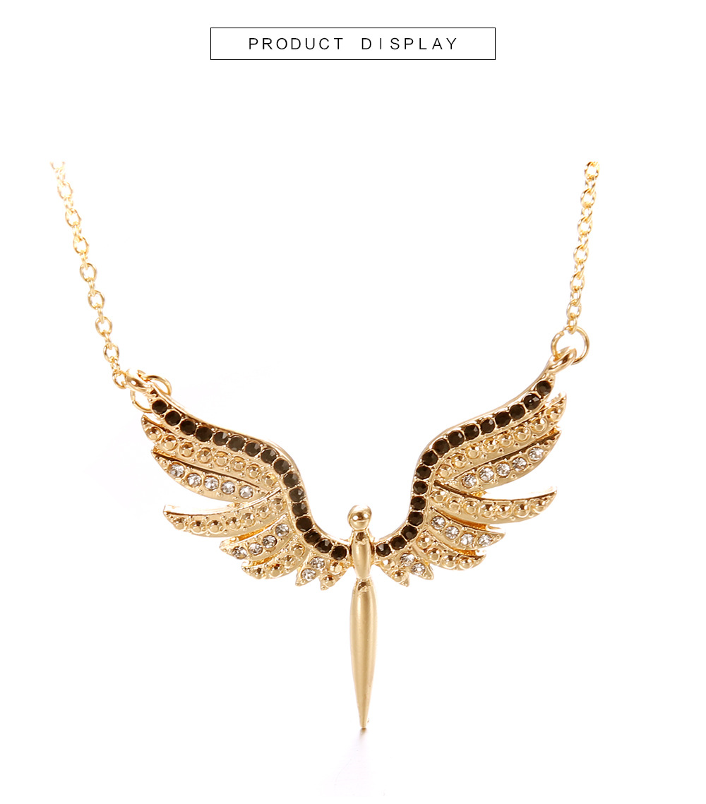 Europe Et Amérique Creative Strass Angel Wings Guardian Collier Chaîne Clavicule display picture 4