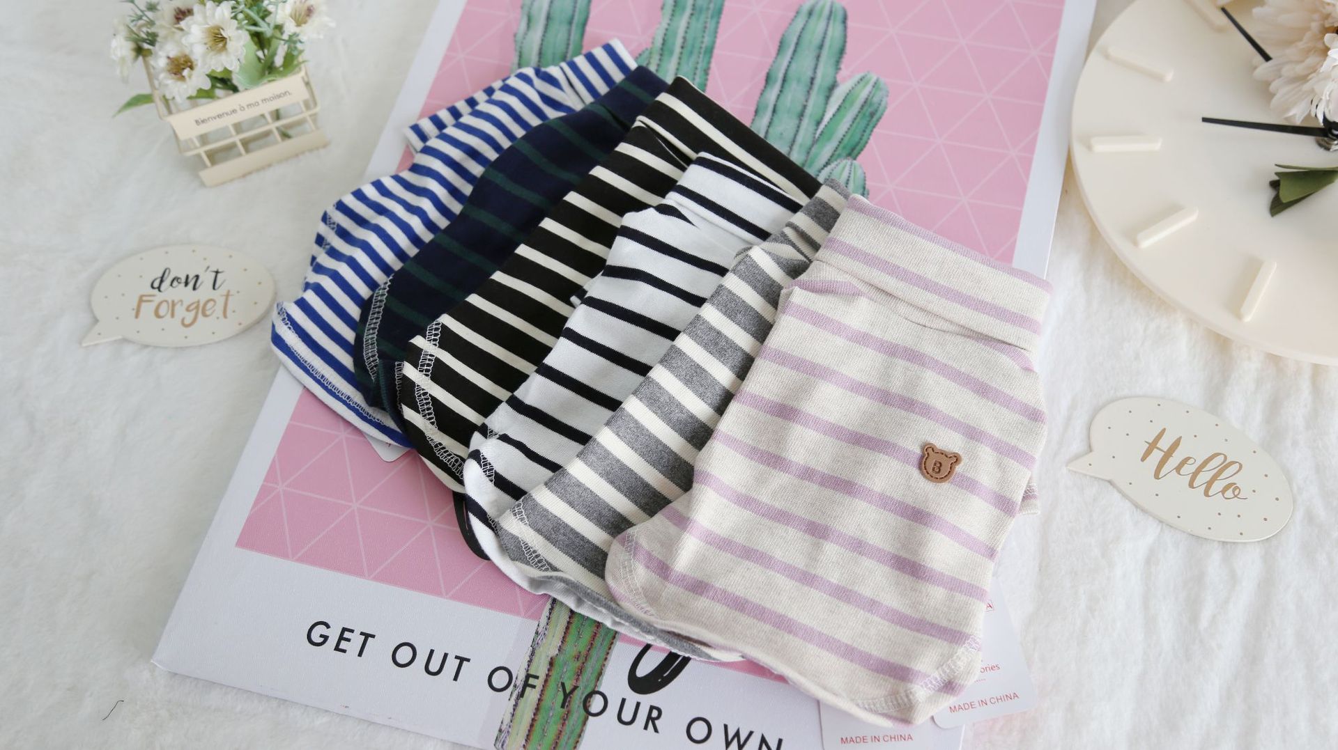 六色翻领打底衫