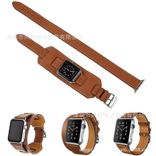 适用Apple Watch Series 7手镯表带苹果iwatch6 45MM双圈真皮表带