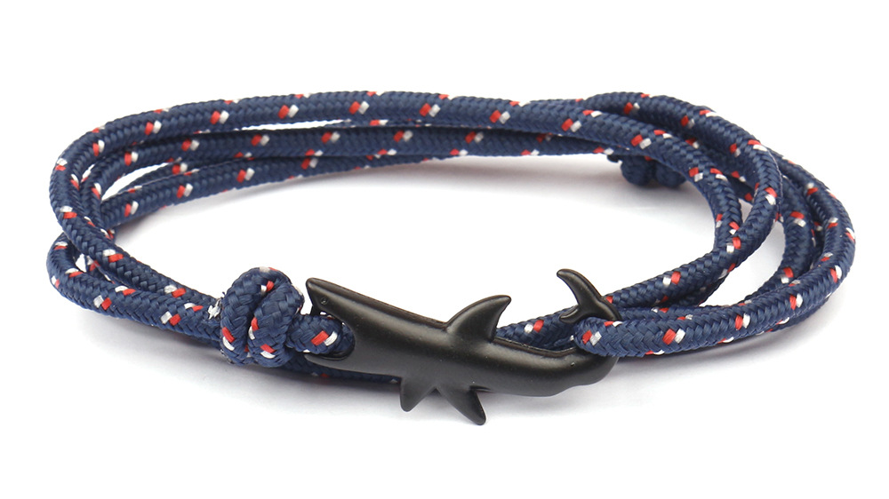 10g Weight Bracelets Classification Alloy, rope Chain Material 1 Piece Quantity Holiday, Daily, Street Occasion Alloy, rope Material Shark Pattern Men's Gender Layered Design Casual, Simple Style Style Casual Simple Style Shark Alloy Rope Layered Men's Bracelets Men's Chain Bracelets 11
