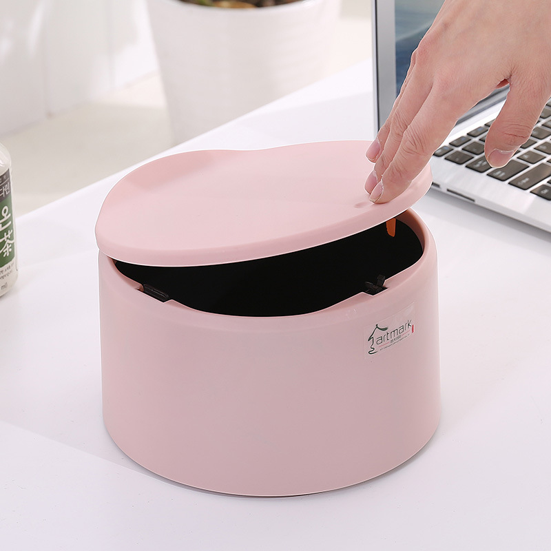 trumpet desktop Trash originality Mini desk circular Wastepaper basket Trash With cover Storage bucket