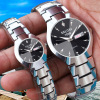 Fashionable trend swiss watch, paired watches for beloved, calendar for leisure, steel belt