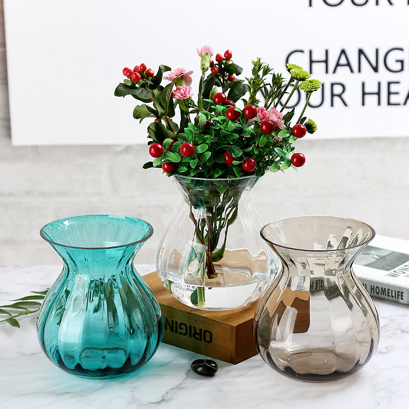 廠家批發簡約現代束腰玻璃花瓶水培植物幹花花器創意家居裝飾擺件