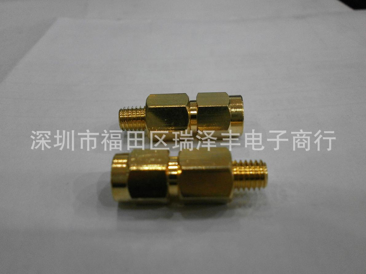 供应纯铜镀金高品质转接器SMA内螺内针转M5(L5)外螺内孔适配器