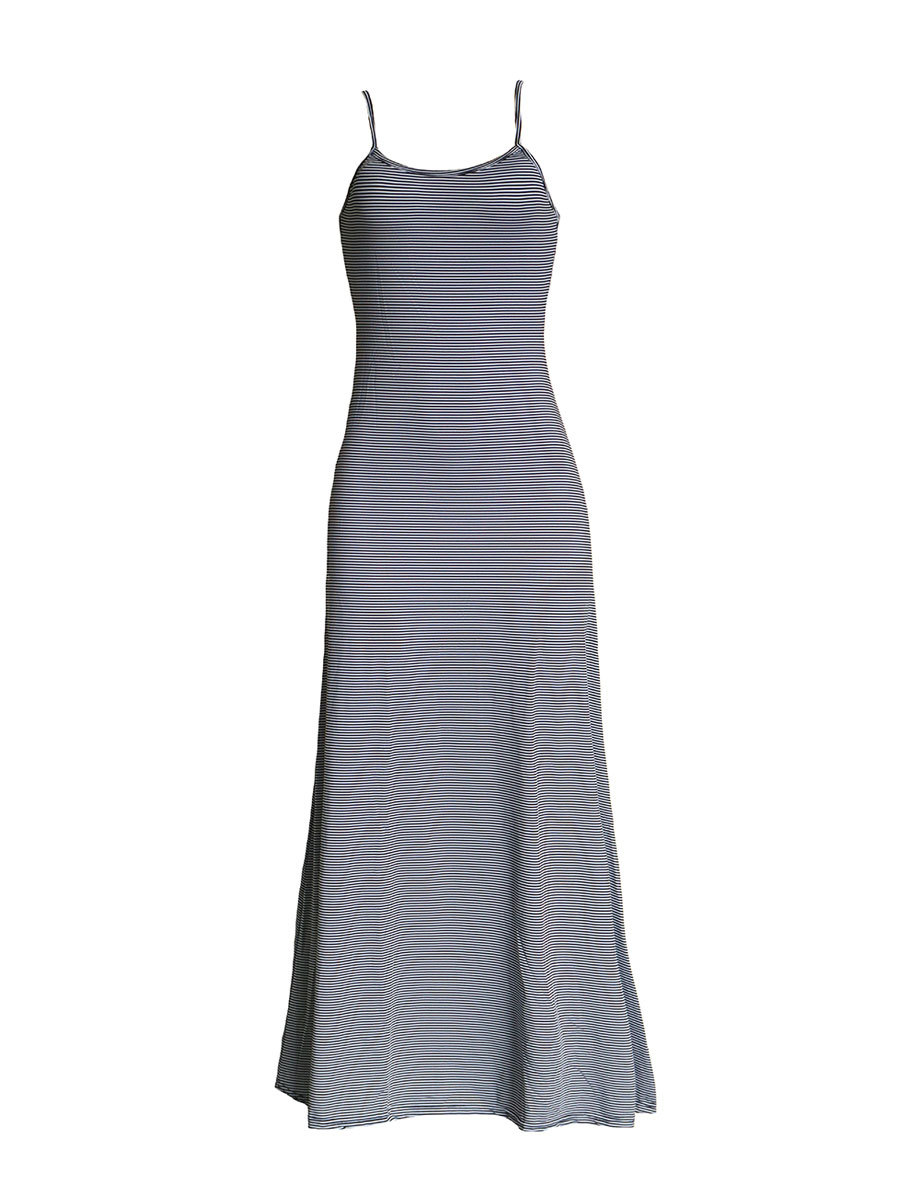 Striped Backless Maxi Dress with Bow Tie Slim Fit Spaghetti Straps Elegant Evening Gown Perfect for Parties and