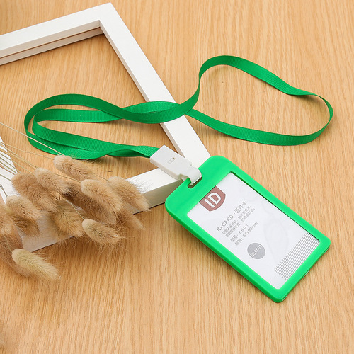 Plastic candy colored student ID card holder, neck-type work permit, bus access card, employee lanyard name tag