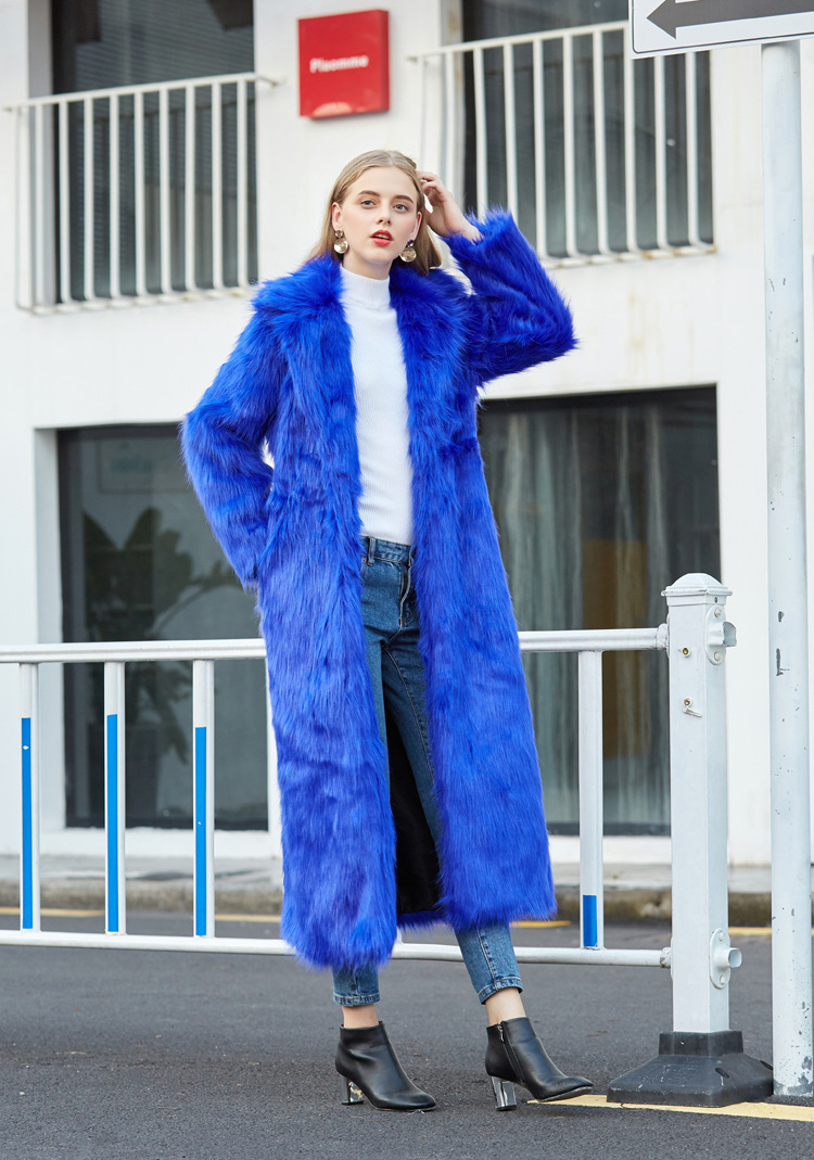 Ropa de mujer Abrigo de piel con cuello de traje superlargo de piel_voghion.com