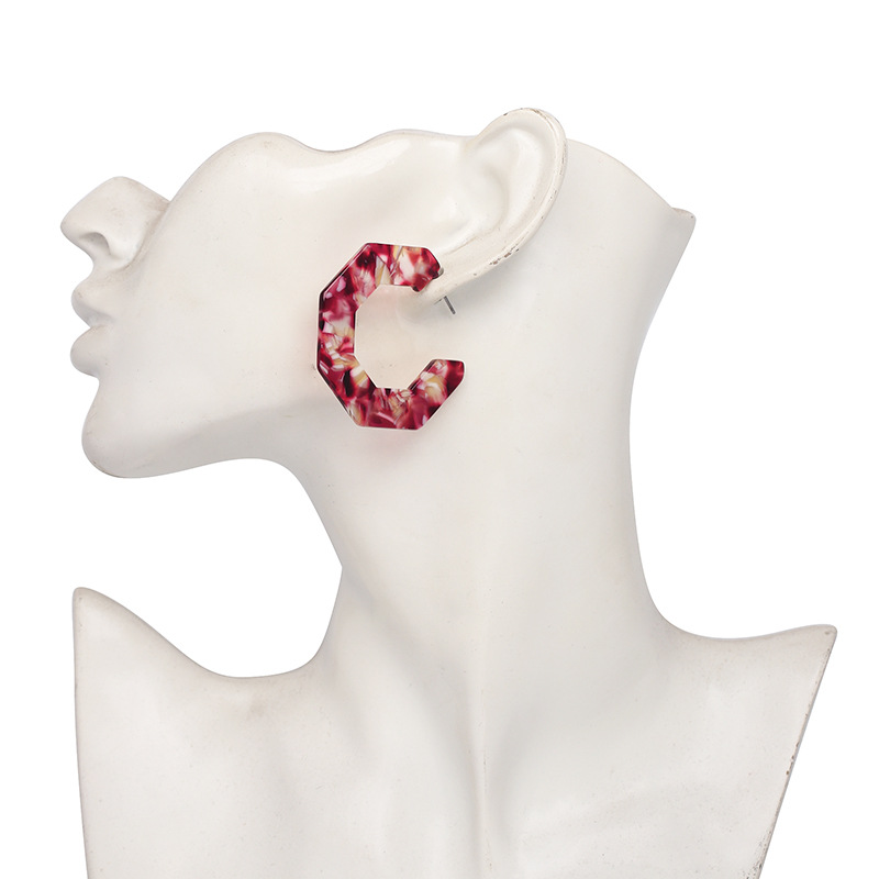 Plastic Fashion Geometric earring  red NHJJ5074redpicture8