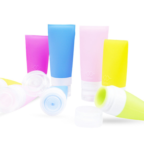Travel portable flat silicone dispenser bottle cosmetic hand sanitizer press bottle empty bottle lotion dispenser