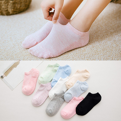 【網眼薄款】襪子女夏季女士船襪純色透氣短襪學院風女襪廠家批發
