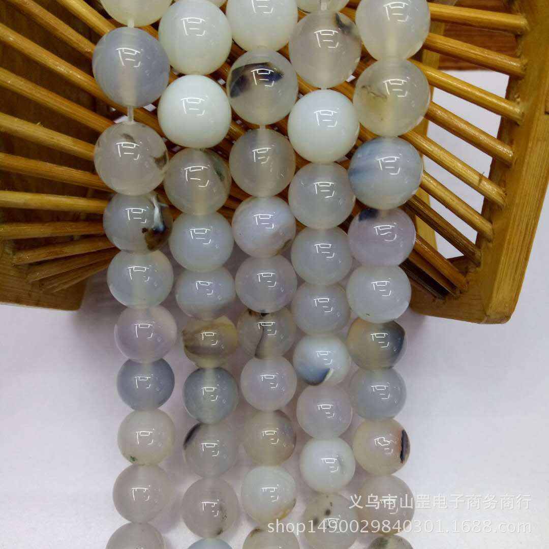 DIY Madagascar Marine chalcedony and agate loose beads, wholesale of semi-finished natural black flower chalcedony and agate beads detail image 4