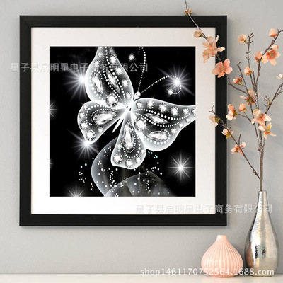 厂家直销外贸批发新款满钻唯美梦幻动物蝴蝶十字绣钻石画|ms