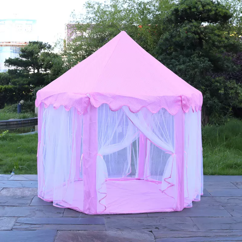 厂家直供六边形儿童游戏屋室内户外薄纱六角游戏帐篷半封闭儿童屋