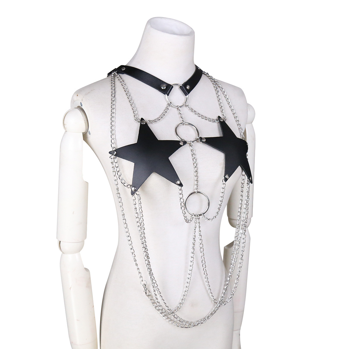 Tienda de fábrica de cuero sexy de cuero vinculante ropa interior de cadena de hierro ropa interior de cinco puntas estrella tubo superior ropa interior sexy juguetes alternativos image 2