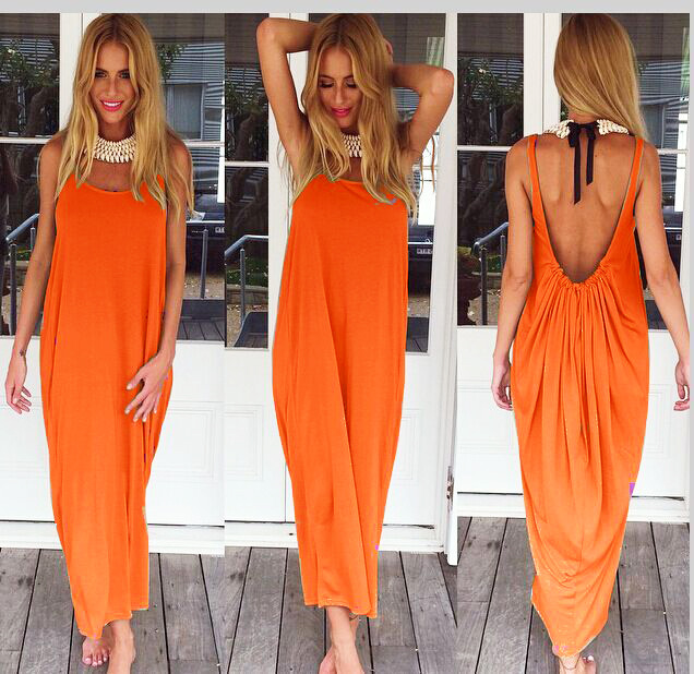 Backless Maxi Dress Loose Fit Sleeveless Available in 5 Colors Perfect for Summer Parties Wholesale Options