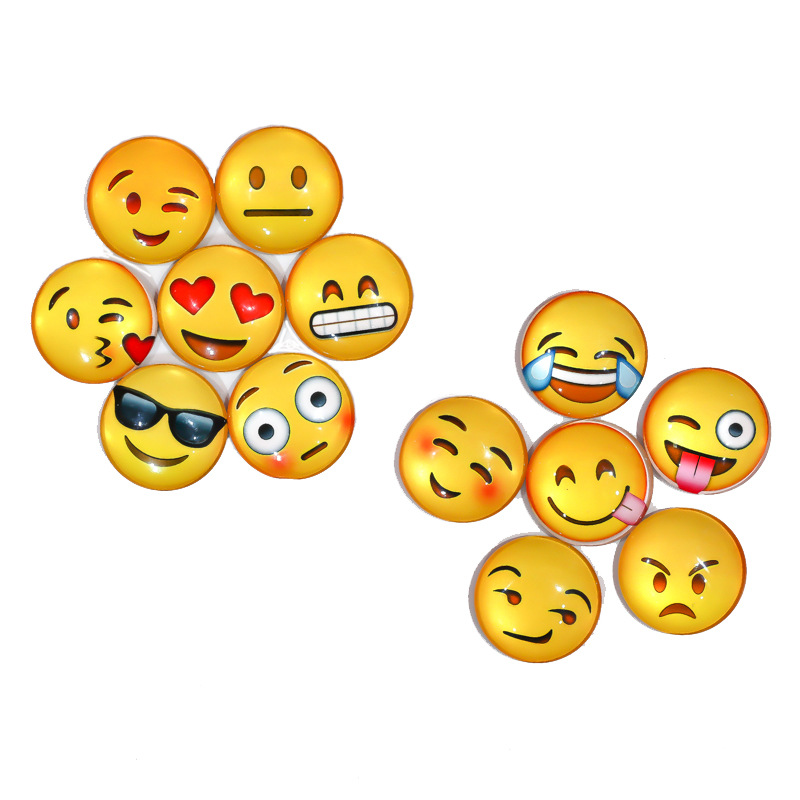 卡通玻璃冰箱贴 橡胶磁铁可爱圆形 水晶冰箱贴 emoji表情图片定制