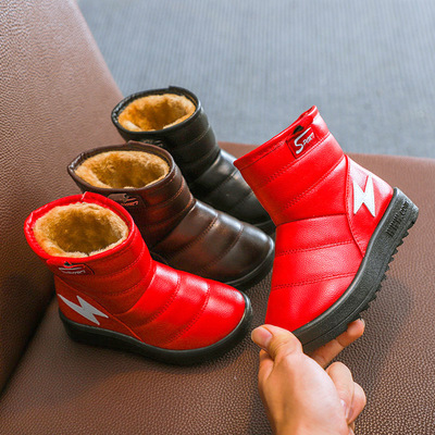 加厚兒童雪地靴男女童中筒棉靴加厚PVC鞋底超輕防滑防水保暖鞋