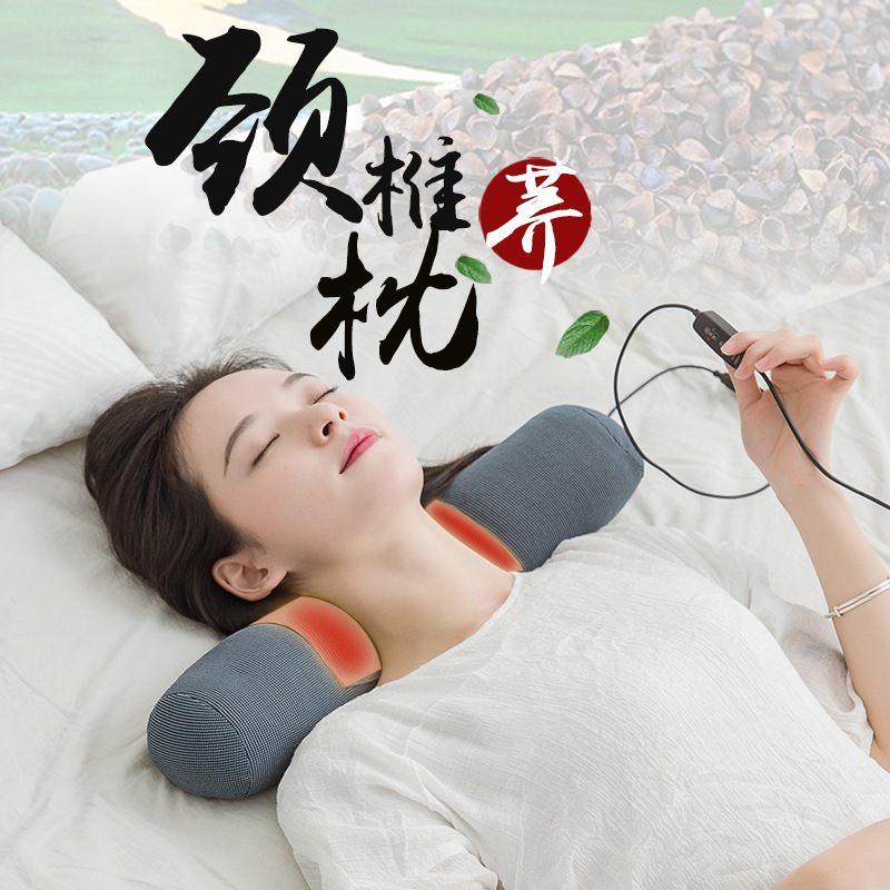 颈椎枕头修复颈椎专用护颈糖果枕记忆棉热疗荞麦圆柱形型工厂批发|ms