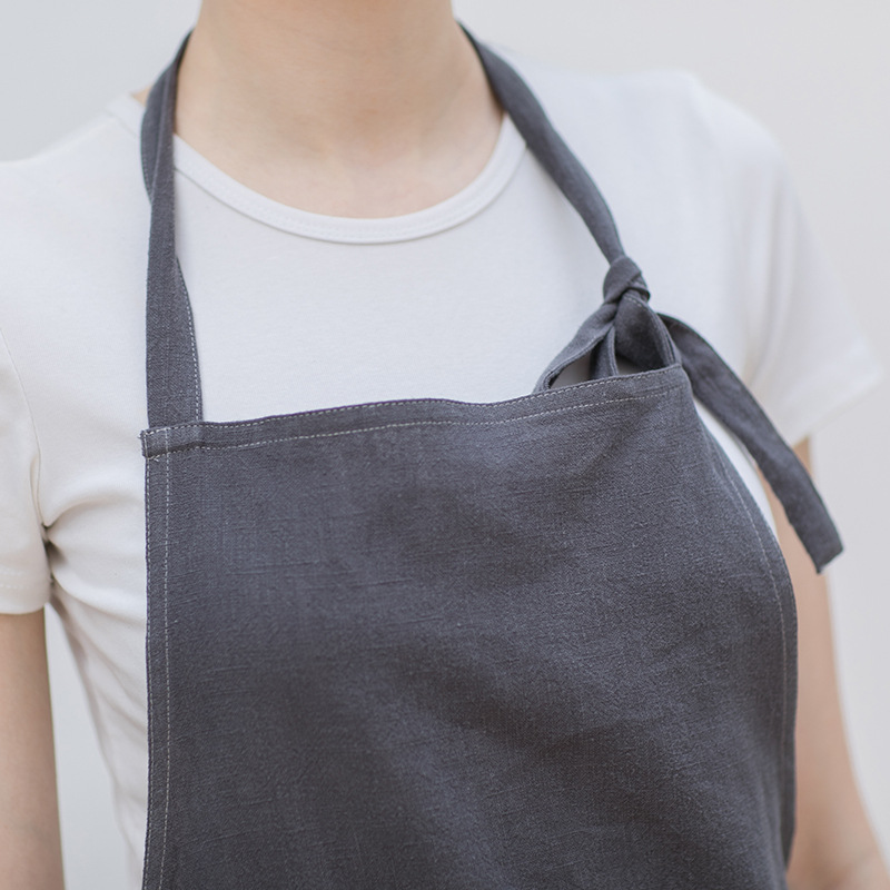 Estilo japonés simple algodón y lino delantal cocina anti-incrustante cintura adulto sin mangas Casa Mono logotipo personalizado