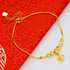 Fashionable brass ankle bracelet, double-layer small bell, one bead bracelet, 24 carat white gold, suitable for import