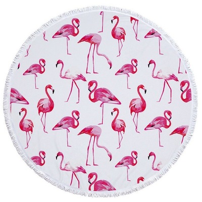 跨境专供厂家现货亚马逊圆形沙滩巾超细纤维带流苏印花浴巾可定做