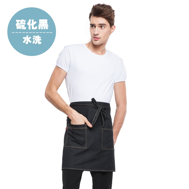 Delantal de mezclilla Cocina cocina casera cintura hombres y mujeres de estilo coreano moda leche té cafetería ropa de trabajo personalización