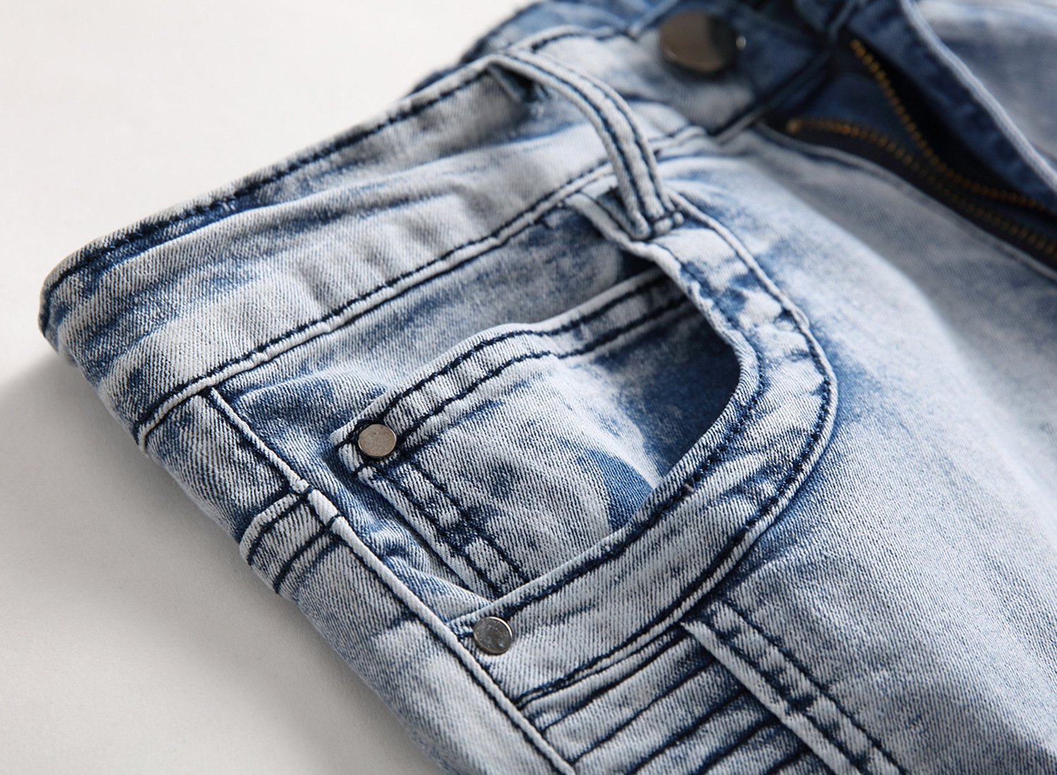 boy Cross-Border Source European And American Street Fashion Brand Motorcycle Men's Personality Wrinkled Slim Fit Skinny_viptrois.com