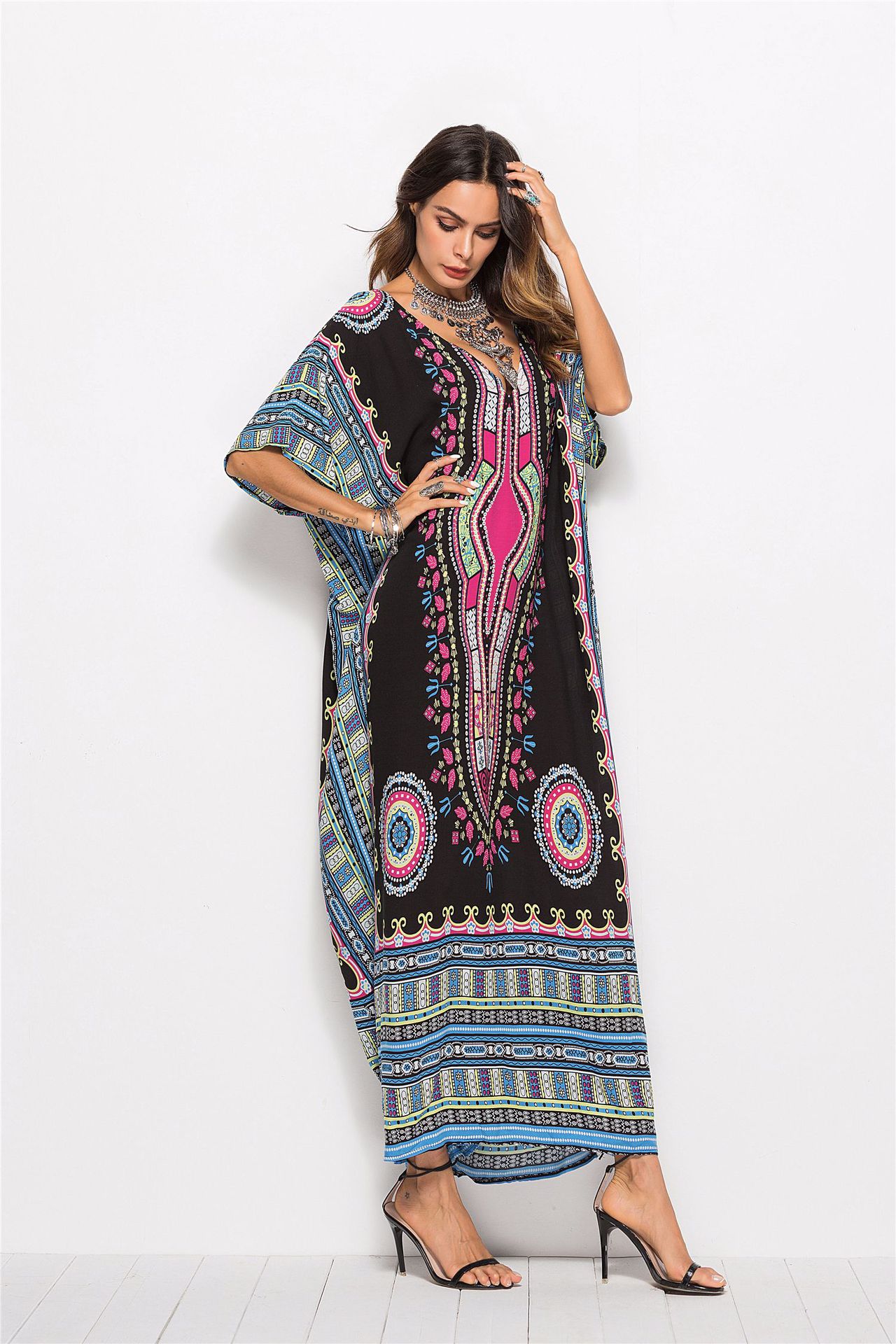 plus size printing casual fashion dress  NSDF22872