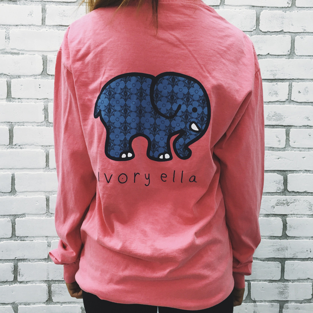 Slim Fit Round Neck Long Sleeve Womens T Shirt Cute Cartoon Elephant Print Casual Wear for Couples Wholesale Available