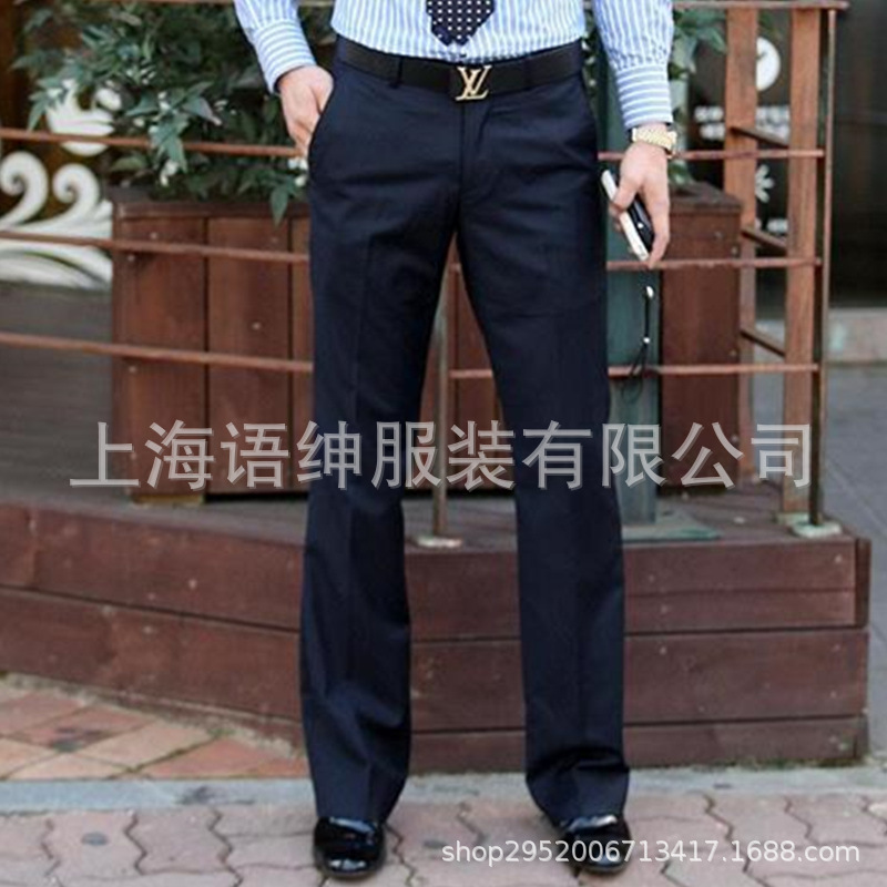 2018 nuevo Micro cuerno pantalones de traje de hombre casual británico de negocios de color caqui drapeado sin planchar pantalones de traje de pierna ancha