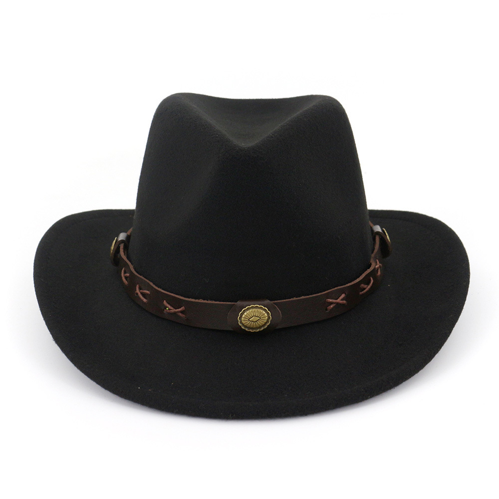 2023 Nieuwe Hot Selling Hoed Nieuwe Etnische Minderheid Stijl Mannen En Vrouwen Paar Hoed Wollen Western Cowboy Hoge Hoed_voghion.com