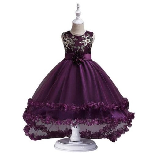 Flower girls princess dress stage performance turquoise navy blue purple jazz dance dress birthday party prom trailing skirts piano singers host performing show dresses for kids 