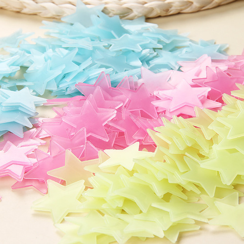 3cm star glow-in-the-dark stickers 100pcs/pack fluorescent star patches plastic three-dimensional glow-in-the-dark starry wall stickers