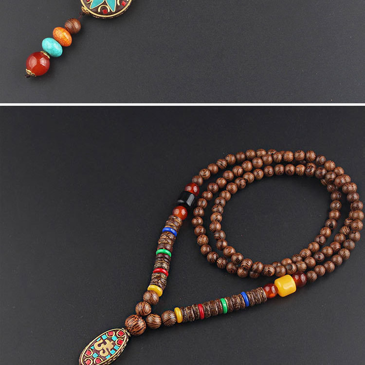 1 Piece Ethnic Style Round Wood soft clay Copper Beaded Unisex Necklace