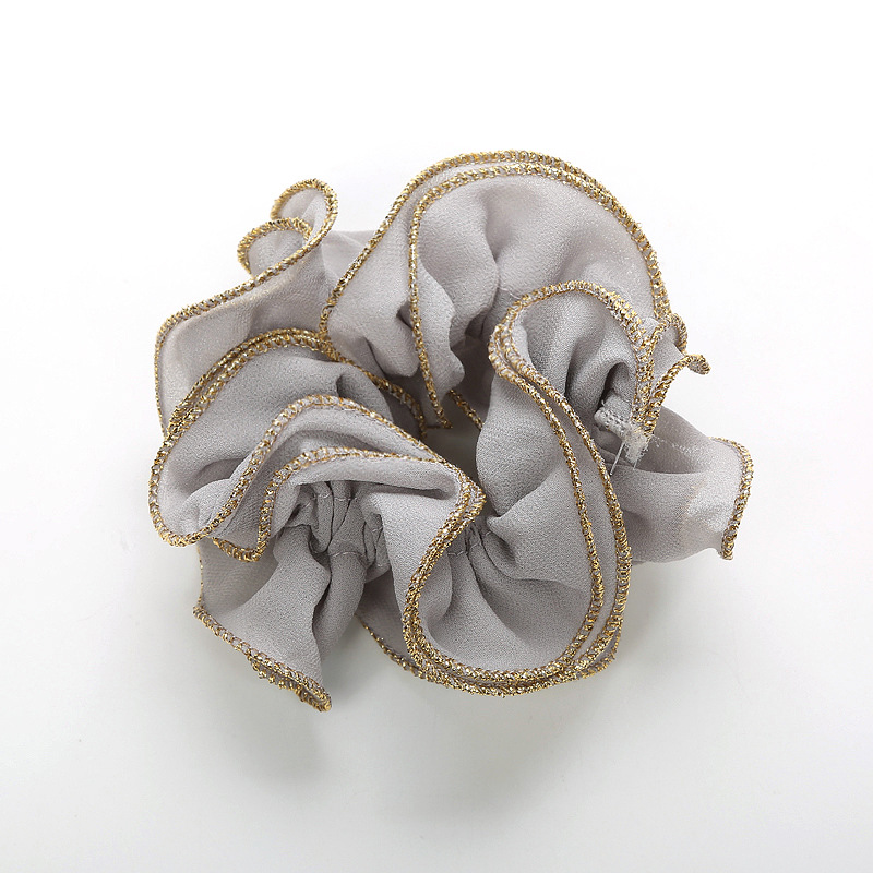 Korean Simple Hair Accessories Wild Gold Silk Cloth Wave Cheap Hair Ring Wholesale display picture 6