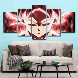 跨境五联画lazada wish 动漫人物艺术孙悟空墙装饰客厅图片油画