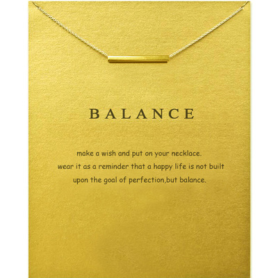 黄铜空心管一字金属棒欧美创意速卖通WISH金色合金锁骨短简约项链