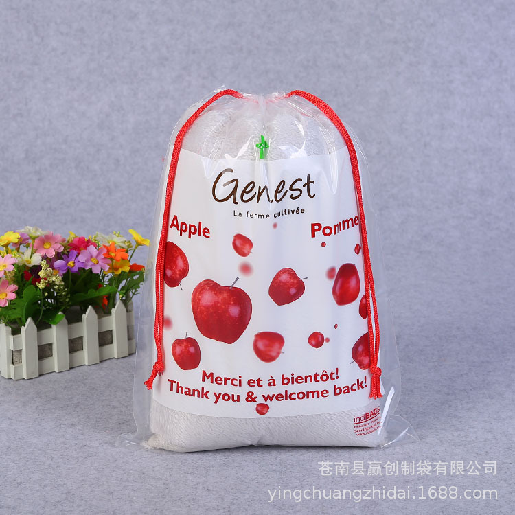 定 制批发红色半透明PE+EVA抽绳包装束口袋 日用品饰品收纳袋