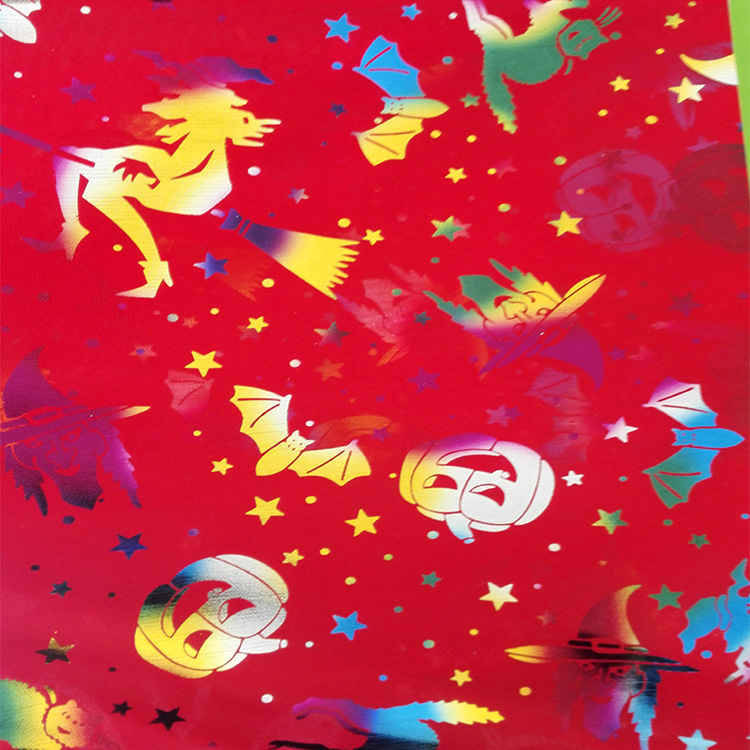 厂家现货批发 万圣节七彩南瓜巫婆烫金布 帽子布料儿童演出服面料