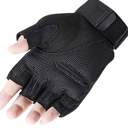 Foreign trade wholesale outdoor half-finger tactical gloves microfiber men's and women's sports non-slip fitness military fans black shell training gloves