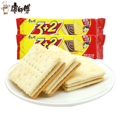 康师傅3+2苏打夹心饼干125g/袋香草巧克力味早餐零食
