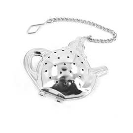 304不锈钢滤茶器茶壶型茶漏带链条茶叶过滤器家用茶具茶包茶隔