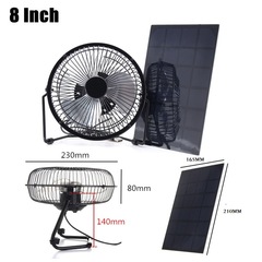 8-inch USB solar fan 5.2W 6V solar panel fan can charge phone power bank