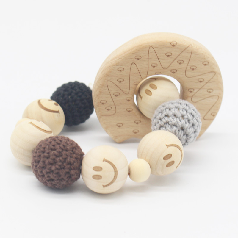 INS bebé haya mordedor pulsera bebé cuentas de lana dientes de juguete palo de molienda Amazon nuevo
