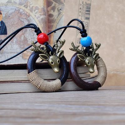 景德鎮北歐美時尚氣質毛衣鏈長款麋鹿頭葉子閨蜜項鏈挂鏈飾品女