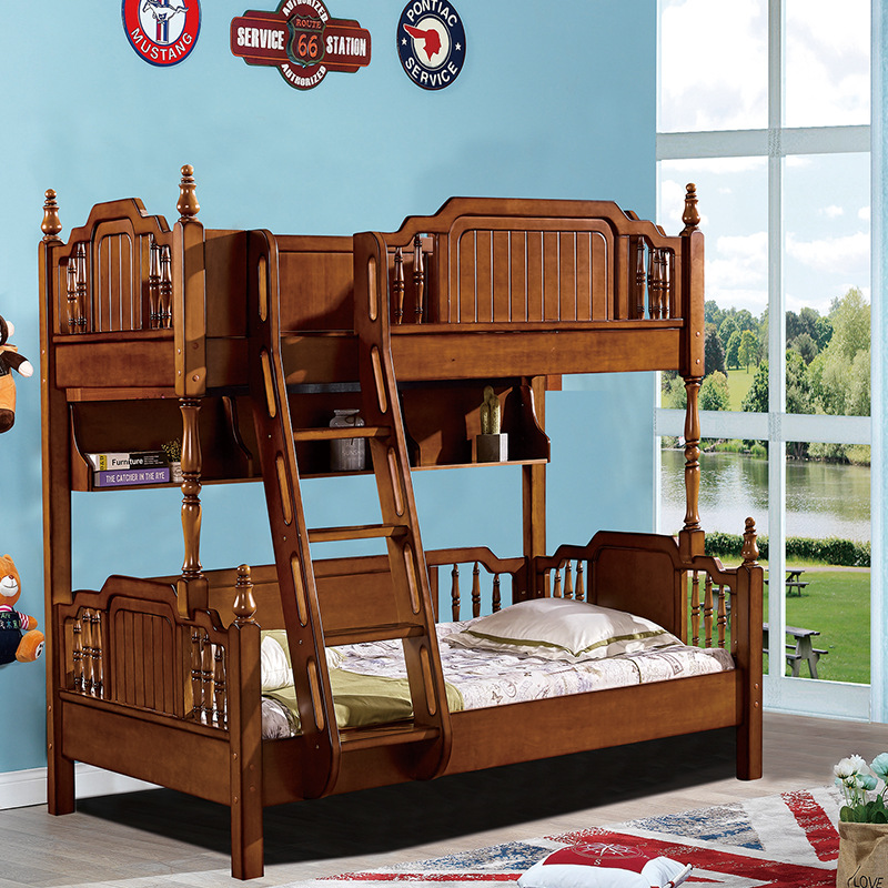 厂家直销 美式纯实木上下床 儿童上下床 子母床|ru